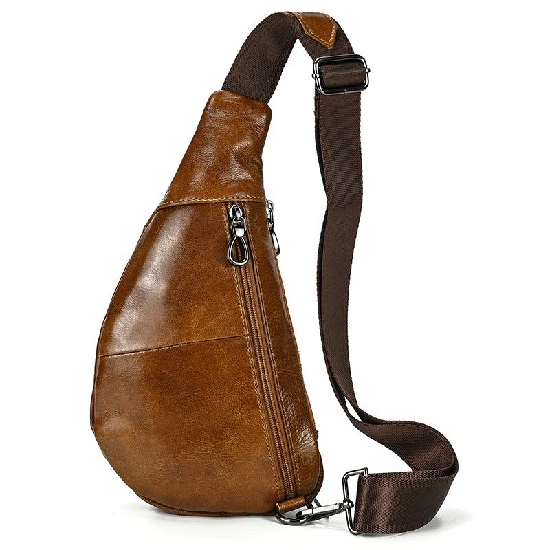 Echt Leer Heren Borsttas Leren Zomer Crossbody Tas Reizen Sling Schoudertassen Rijden Tassen - Bruin