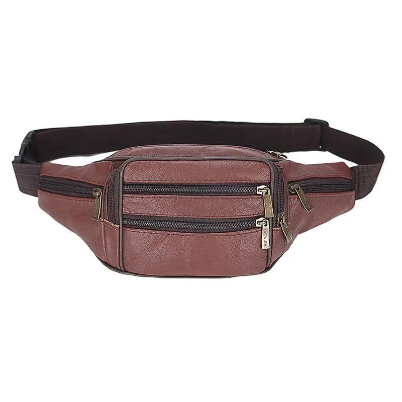 Echt Leer Heren Lederen Heuptasje Heuptassen Heuptas Bananentas Riemtas Been Vrouw Borsttas Crossbody Tas - Zwart