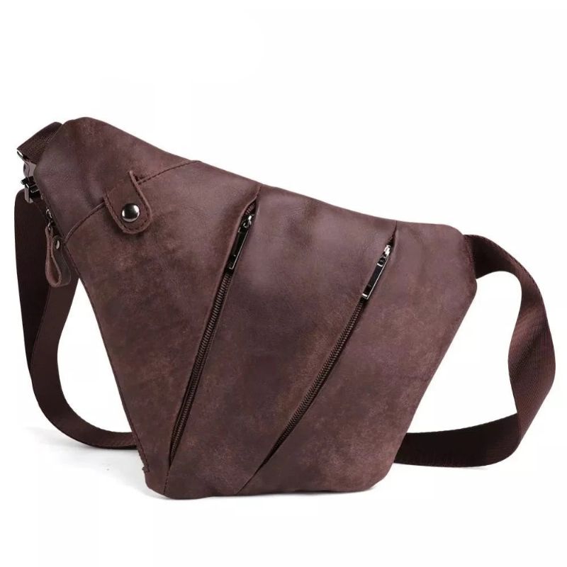 Echt Leer Heren Messenger Bag Casual Crossbody Tas Herenhandtas Borsttas Mannelijke Schoudertas - Zwart