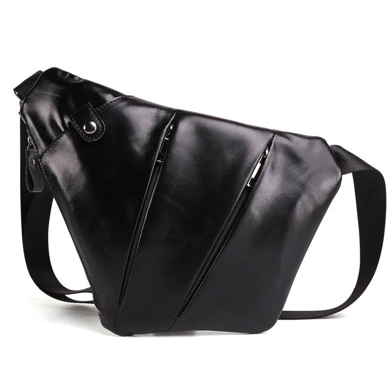 Echt Leer Heren Messenger Bag Casual Crossbody Tas Herenhandtas Borsttas Mannelijke Schoudertas - Zwart