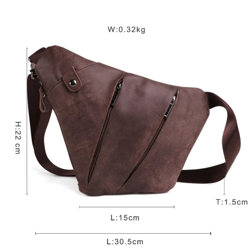 Echt Leer Heren Messenger Bag Casual Crossbody Tas Herenhandtas Borsttas Mannelijke Schoudertas - Zwart