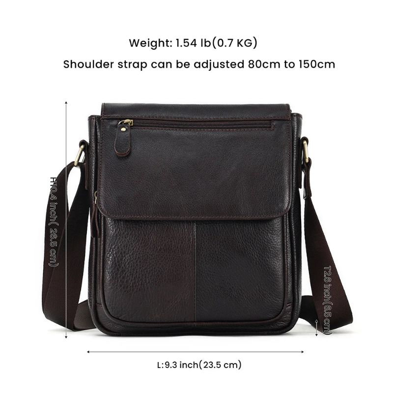 Echt Leer Heren Vintage Handtassen Flap Schoudertassen Casual Messenger Bags Crossbody Tas - Koffie