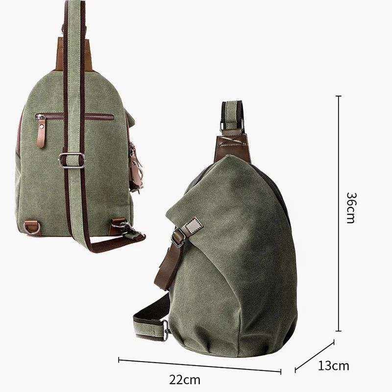 Heren Borsttas Canvas Sling Bag Rits Vrije Tijd Duurzame Crossbody Tas - Grijs