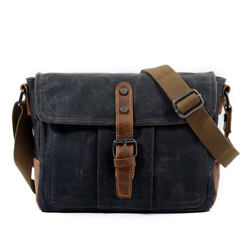 Heren Crossbodytassen Hoge Kwaliteit Vintage Schoudertas Casual Stevige Messenger Bag Waterdichte Schooltassen - Grijsgroen