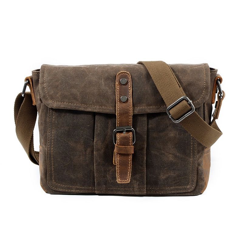 Heren Crossbodytassen Hoge Kwaliteit Vintage Schoudertas Casual Stevige Messenger Bag Waterdichte Schooltassen - Grijsgroen