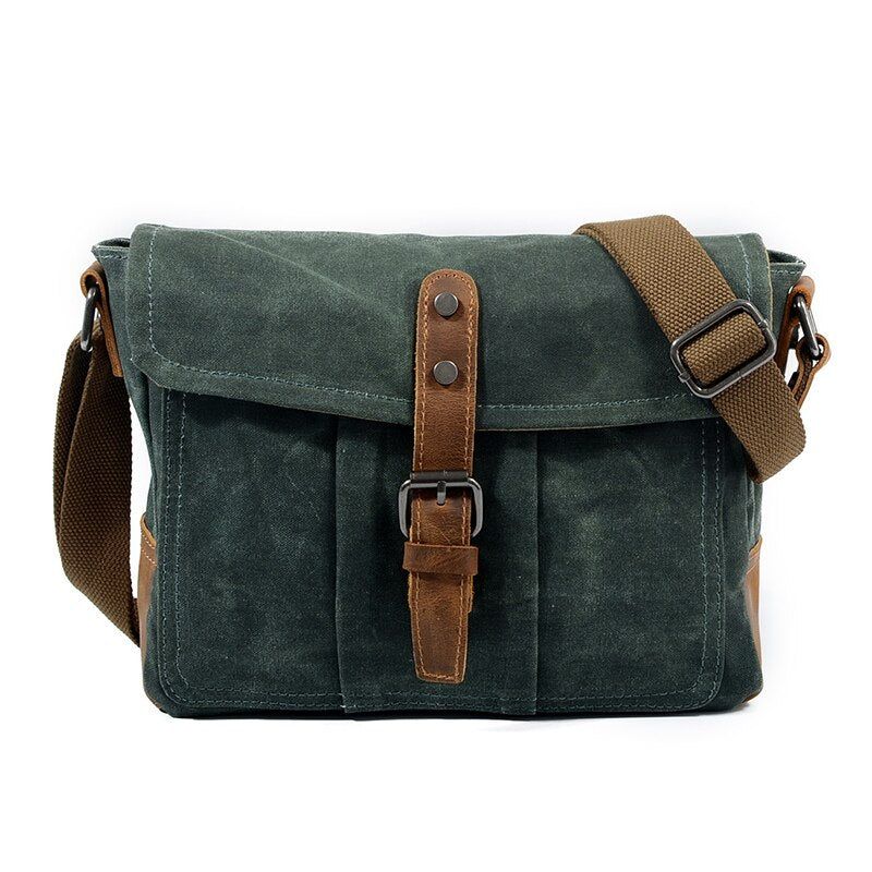 Heren Crossbodytassen Hoge Kwaliteit Vintage Schoudertas Casual Stevige Messenger Bag Waterdichte Schooltassen - Grijsgroen