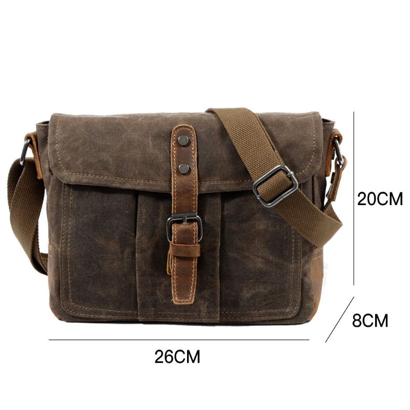 Heren Crossbodytassen Hoge Kwaliteit Vintage Schoudertas Casual Stevige Messenger Bag Waterdichte Schooltassen - Grijsgroen