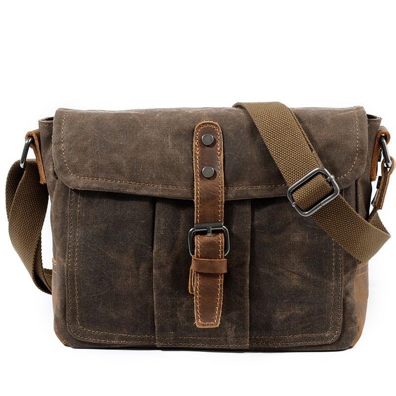 Heren Crossbodytassen Hoge Kwaliteit Vintage Schoudertas Casual Stevige Messenger Bag Waterdichte Schooltassen - Grijsgroen