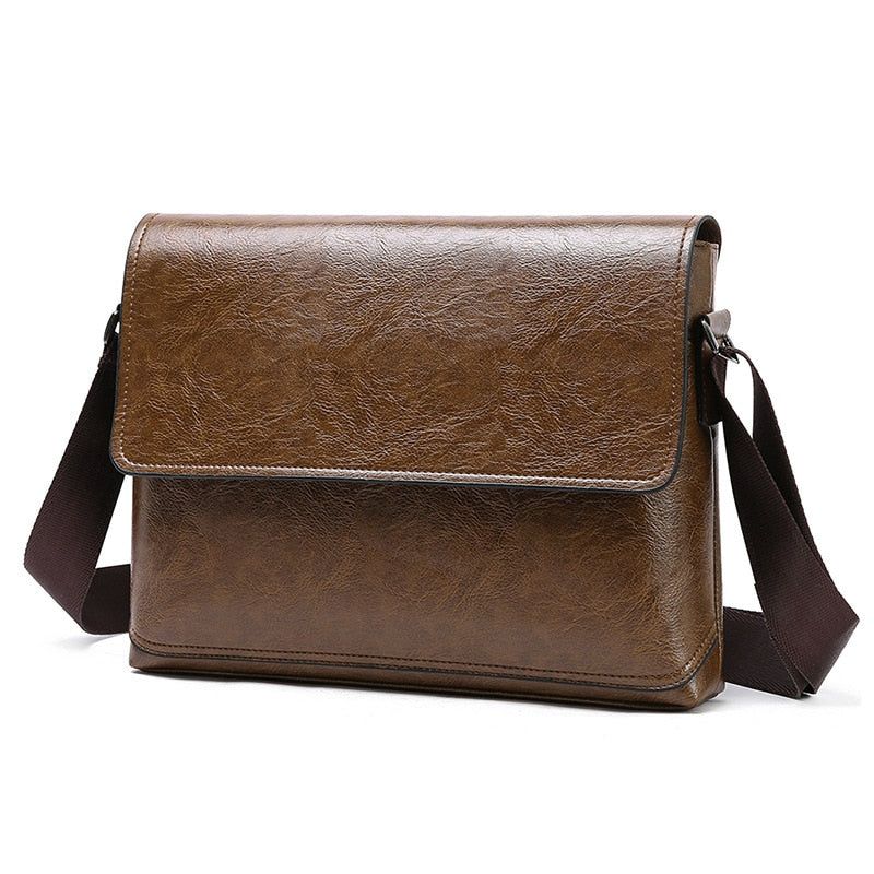 Heren Lederen Handtas Schoudertassen Mannelijk Zakelijk Casual Crossbody Tas Multifunctionele Stevige Messenger Bag Portemonnee - Lichtbruin