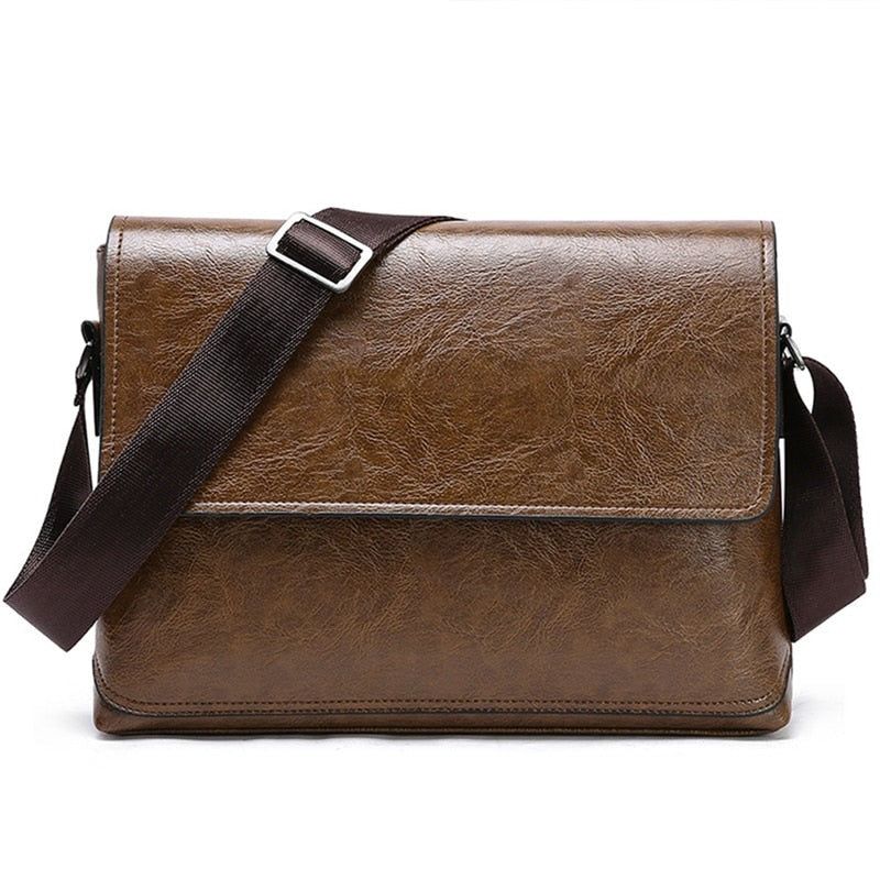 Heren Lederen Handtas Schoudertassen Mannelijk Zakelijk Casual Crossbody Tas Multifunctionele Stevige Messenger Bag Portemonnee - Lichtbruin