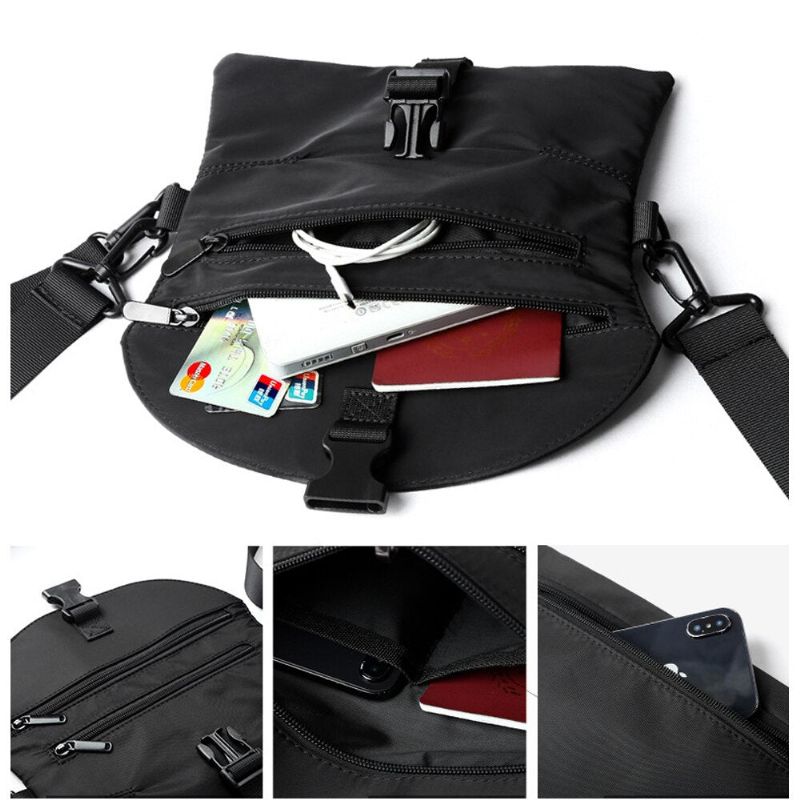 Heren Messenger Bag Oxford Crossbody Tassen Mannelijke Zakelijke Zachte Handtassen Mini Handtas - Zwart