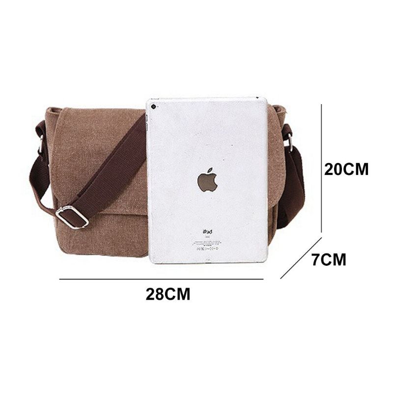 Heren Messenger Bags Canvas Schoudertas Casual Stijl Schooltassen Effen Crossbody Tas Retro Kleine Tassen - Zwart