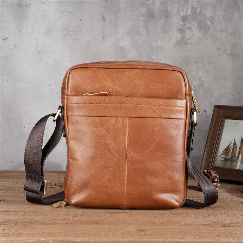 Herentas Casual Persoonlijkheid Leren Retro Messenger Bag - Oranje