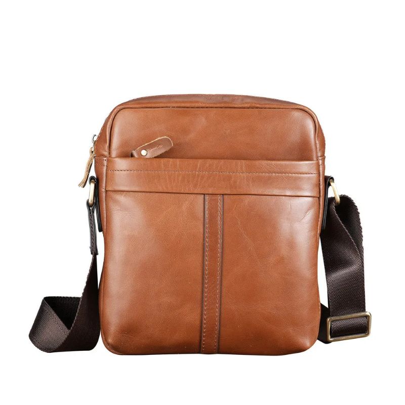 Herentas Casual Persoonlijkheid Leren Retro Messenger Bag - Oranje