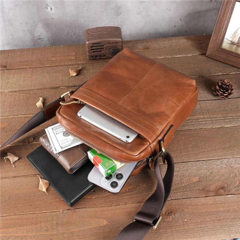 Herentas Casual Persoonlijkheid Leren Retro Messenger Bag - Oranje