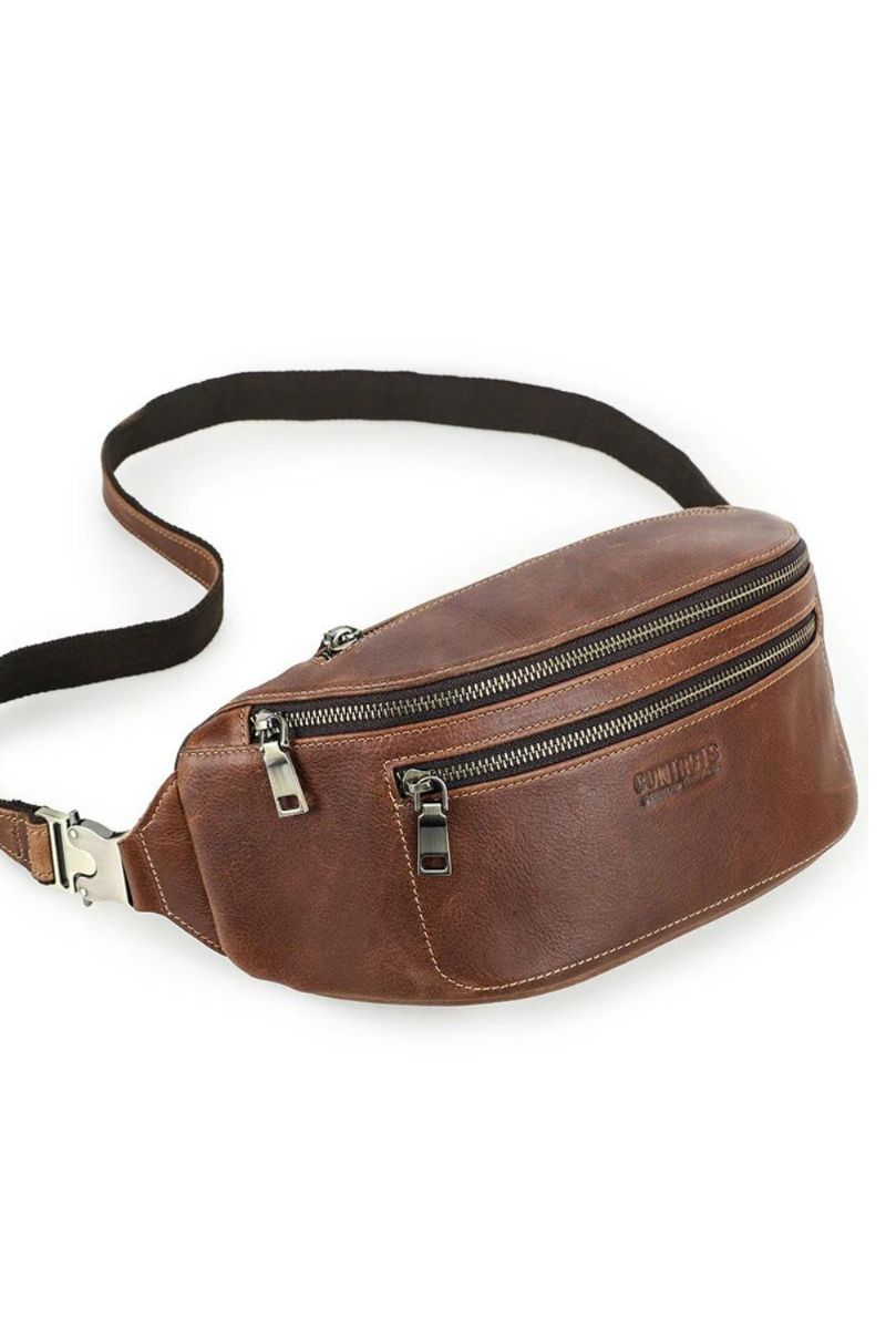 Heuptas Voor Heren Echt Leer Reisheuptasje Casual Crossbody Borsttassen Handtas