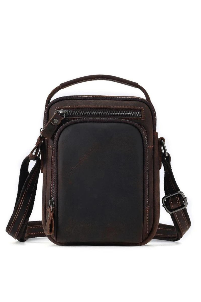 Lederen Kleine Schoudertassen Mannelijke Crossbody Tas