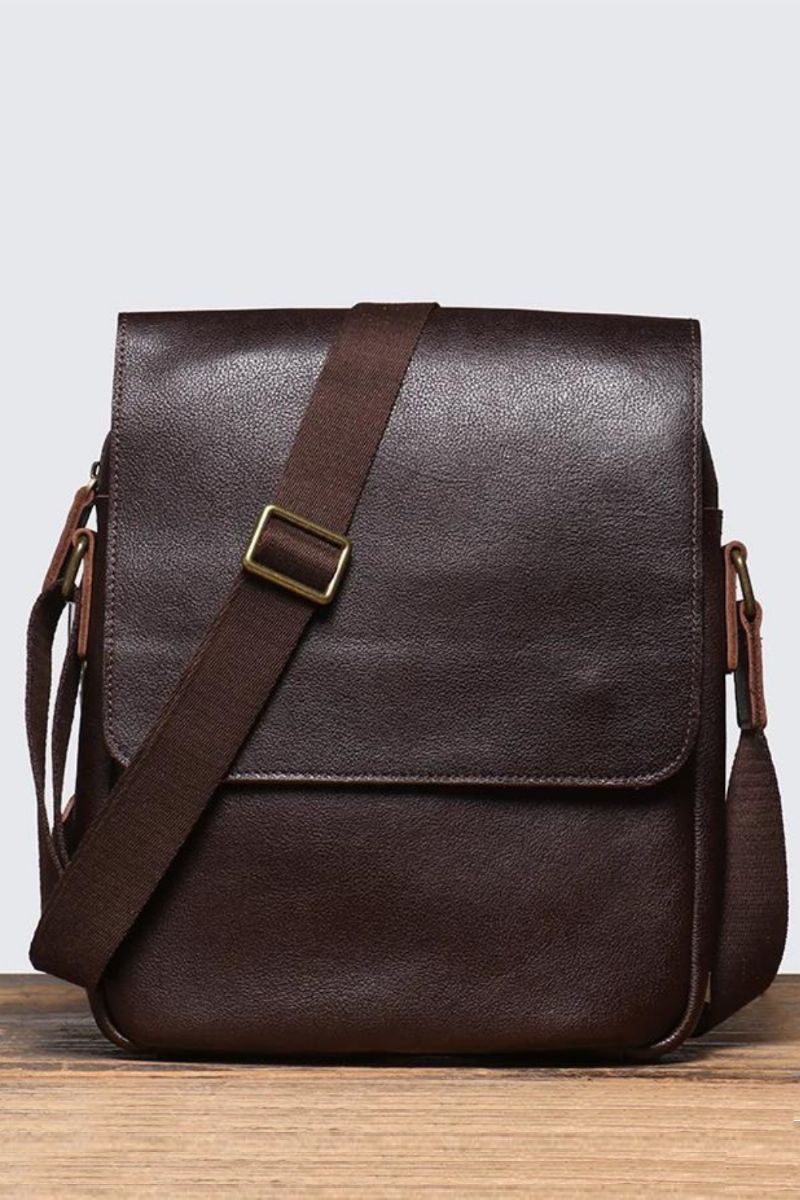 Lederen Schoudertas Voor Heren Vintage Tas Plantaardig Gelooid Leer Crossbody