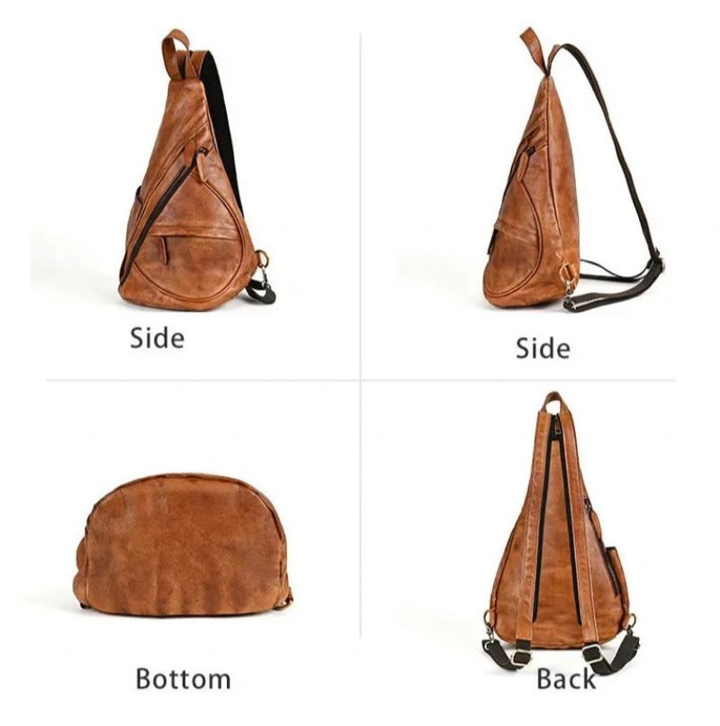 Leren Borsttas Retro Paard Crossbody Tote Schoudertas Tas - Bruin