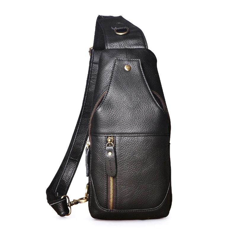 Leren Casual Reisborst-slingbag Design Vintage Schoudertas Cross-body Tas Voor Heren - Zilver