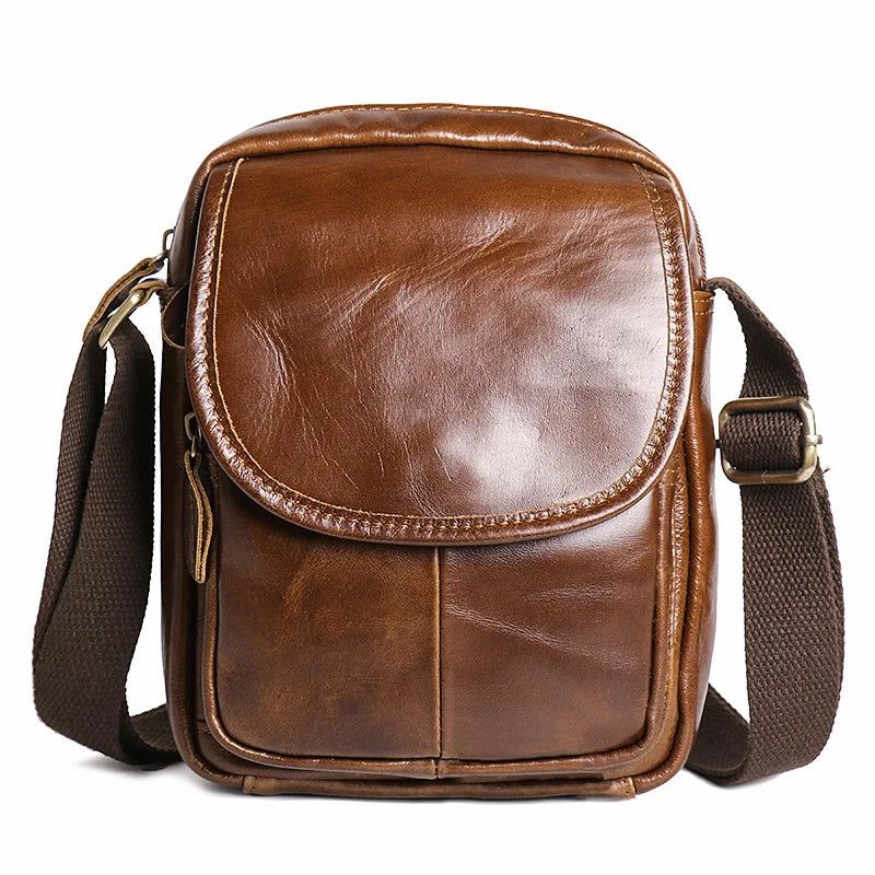 Leren Eenvoudige Schoudertas Voor Heren Crossbody Herentas - Zwart