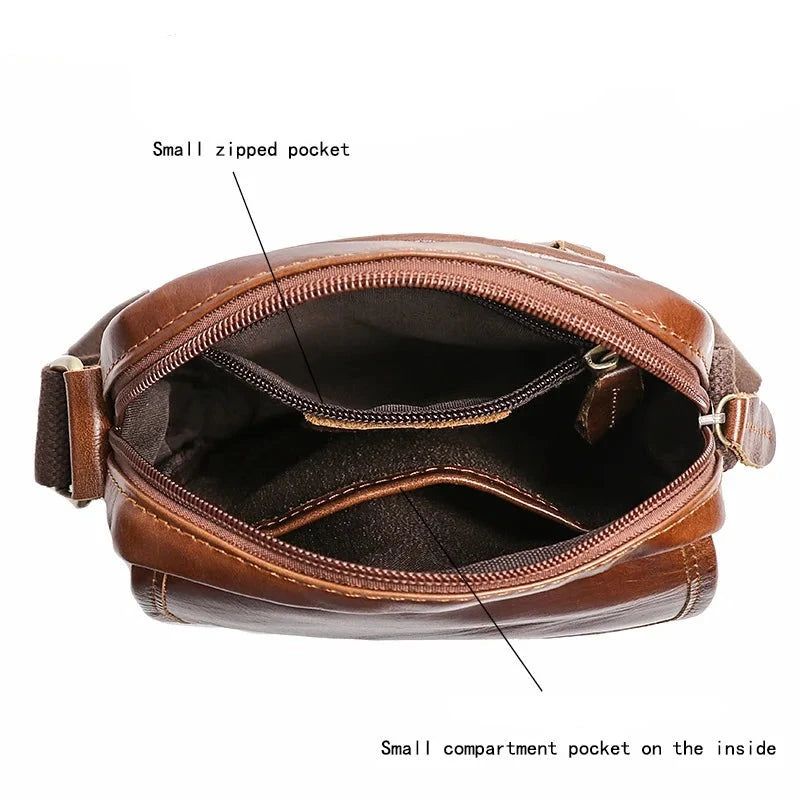 Leren Eenvoudige Schoudertas Voor Heren Crossbody Herentas - Zwart