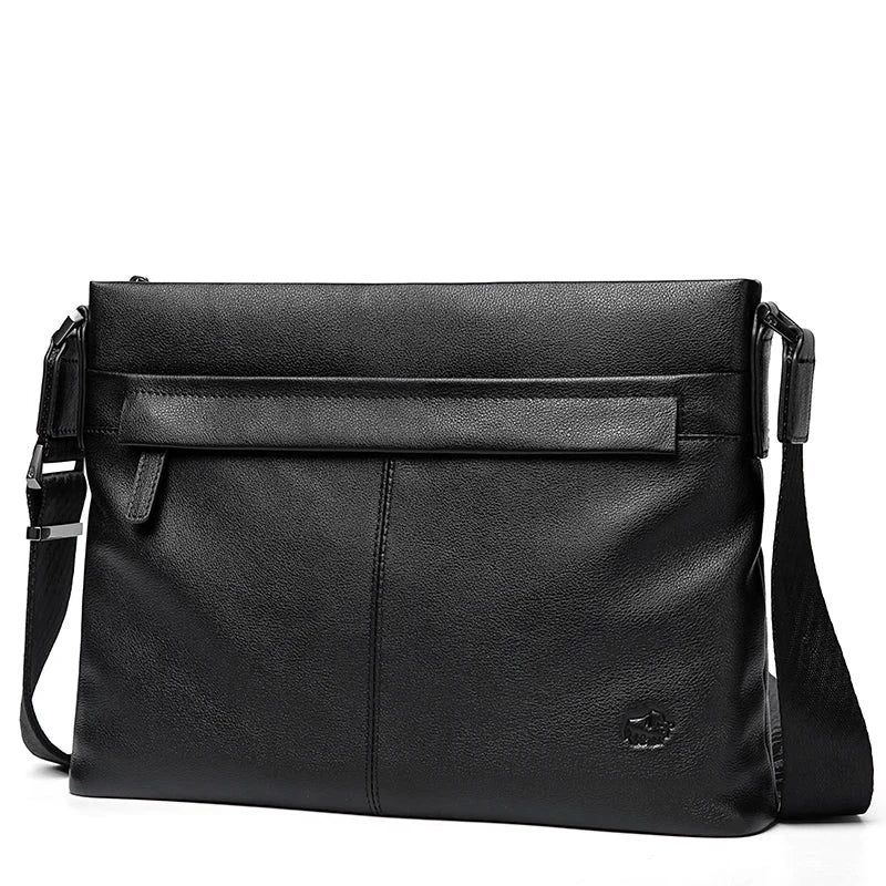 Mannelijke Lederen Messenger Bags Crossbody Casual Tassen Voor Heren Gratis Verzending - Zwart