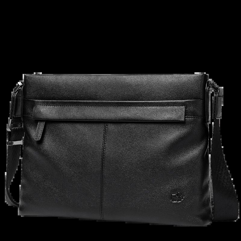 Mannelijke Lederen Messenger Bags Crossbody Casual Tassen Voor Heren Gratis Verzending - Zwart