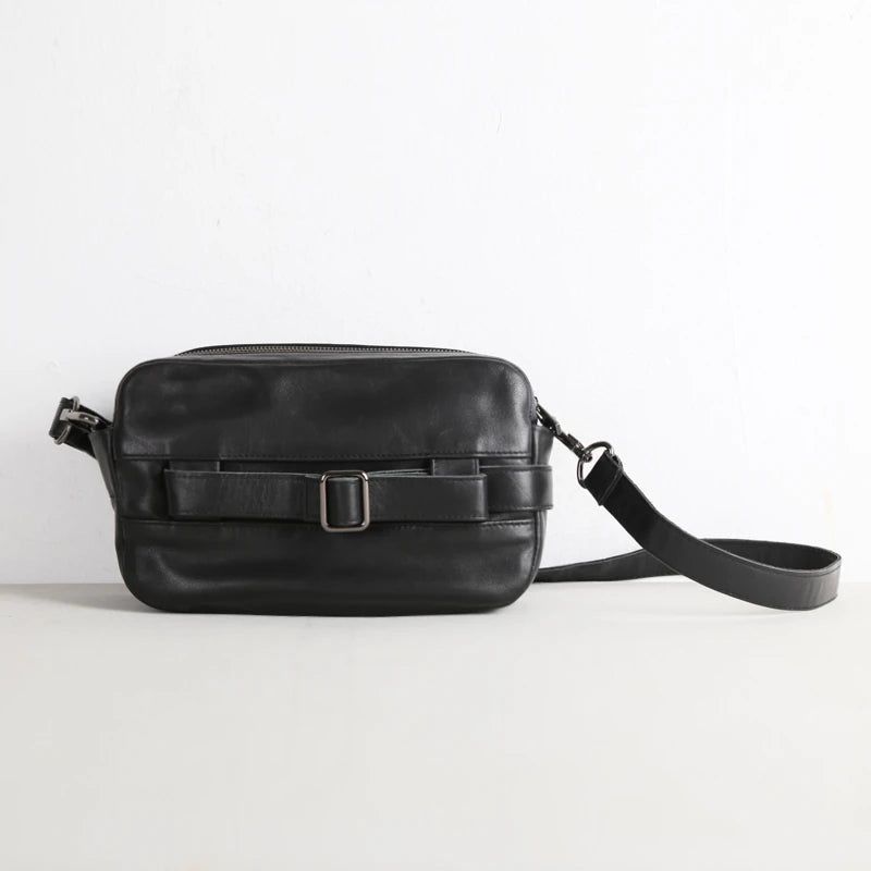 Mannen Boekentassen Lederen Top Casual Mannelijke Opslag Messenger Schoudertas Kleine Crossbody Pack Handtassen - Zwart