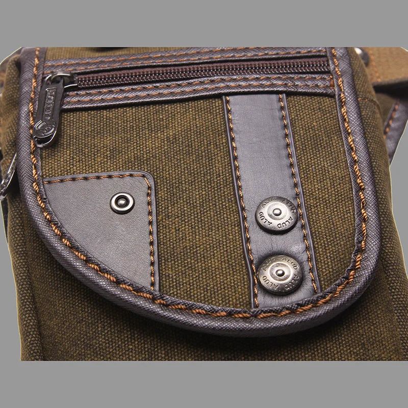 Mannen Taille Heuptasje Drop Leg Dijzak Motorrijder Nylon Canvas Militair/aanval Mannelijke Cross Body Heupriem Heuptassen - Zwart