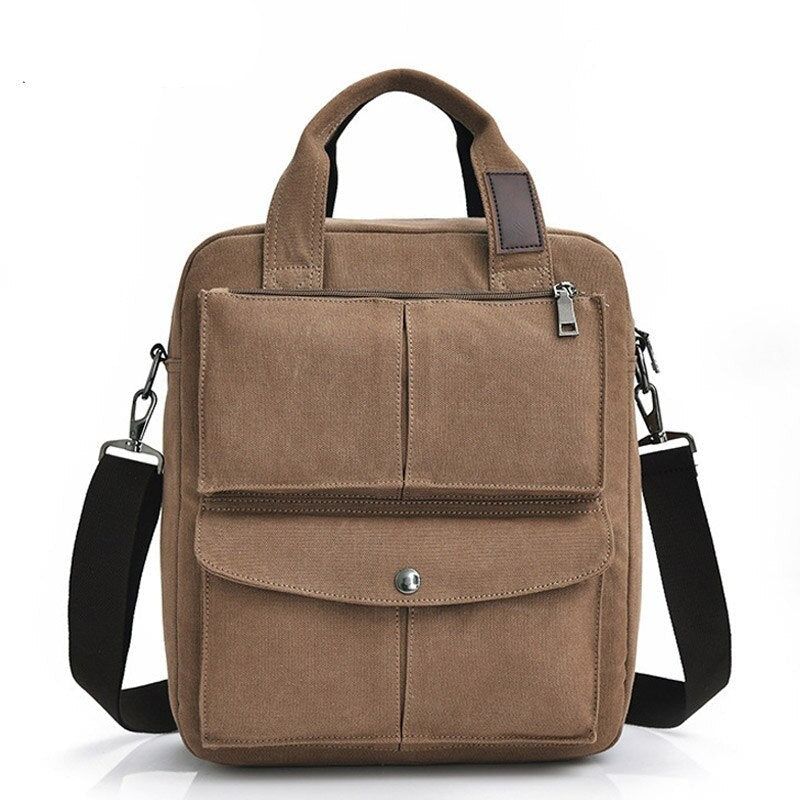 Mannen Vintage Canvas Messenger Bags Heren Crossbody Schoudertas Effen Mannelijke Handtas Designer - Donkergrijs