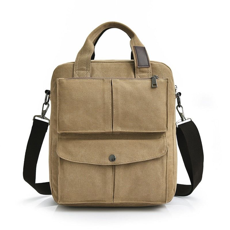 Mannen Vintage Canvas Messenger Bags Heren Crossbody Schoudertas Effen Mannelijke Handtas Designer - Donkergrijs