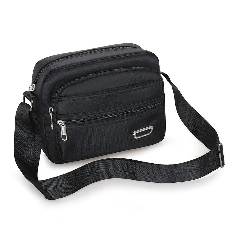 Messenger Bag Voor Heren Mini Zakelijke Schoudertassen Casual Cross Body Bags Multilayer - Zwart