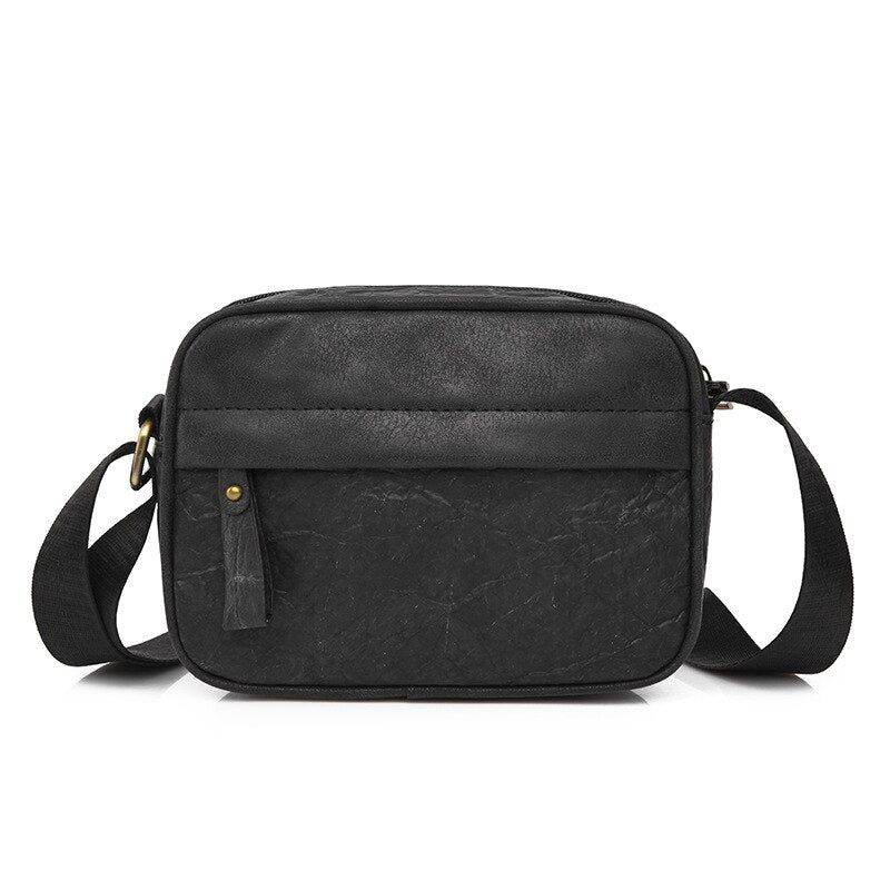 Unisex Vintage Crossbodytas Voor Mannen Milieuvriendelijke Materialen Handtas Multifunctionele Enkele Schouder - Zwart