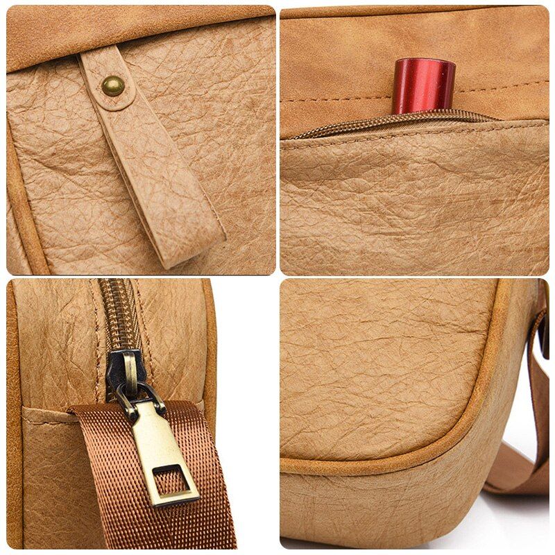 Unisex Vintage Crossbodytas Voor Mannen Milieuvriendelijke Materialen Handtas Multifunctionele Enkele Schouder - Zwart