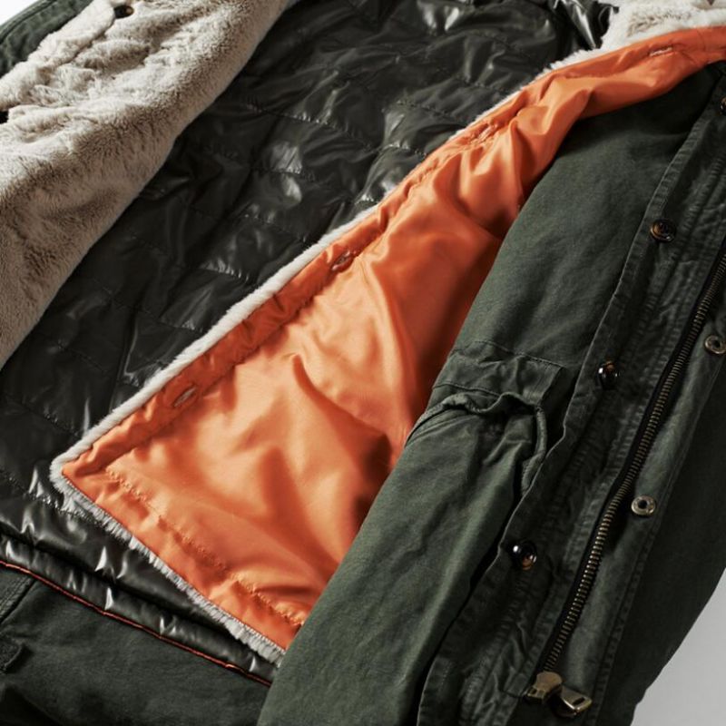 Dikke Warme Herenparka Met Bontkraag Winterparka's Hoge Kwaliteit Winddichte Katoenen Lange Jas Met Capuchon - Groen