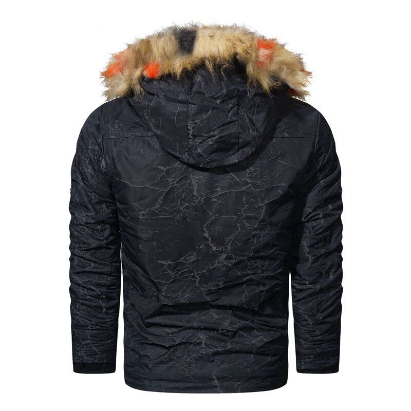 Fleece Parka's Heren Winter Waterdichte Jas Met Capuchon Nieuwe Warme Dikke Bontkraag Herfst Casual Herenjassen Hoed Afneembaar - Grijs