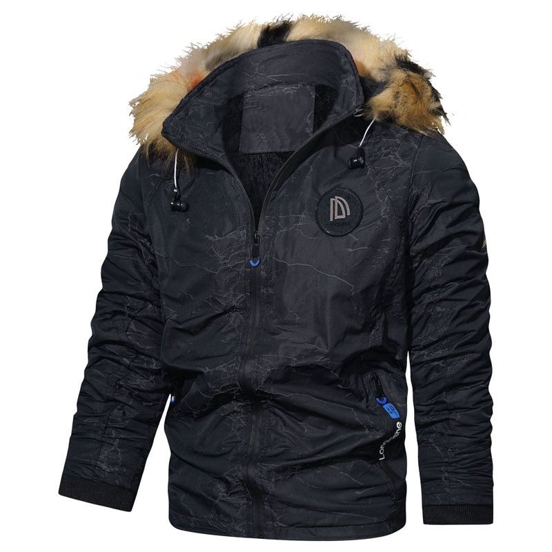 Fleece Parka's Heren Winter Waterdichte Jas Met Capuchon Nieuwe Warme Dikke Bontkraag Herfst Casual Herenjassen Hoed Afneembaar - Grijs