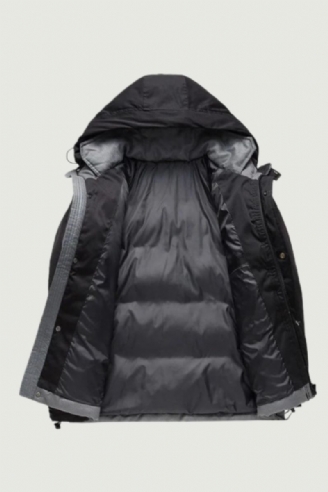 Heren Parka Winter Trendy Katoenen Jas Dikkere Streep Winddichte Losse Buitenjas Met Capuchon