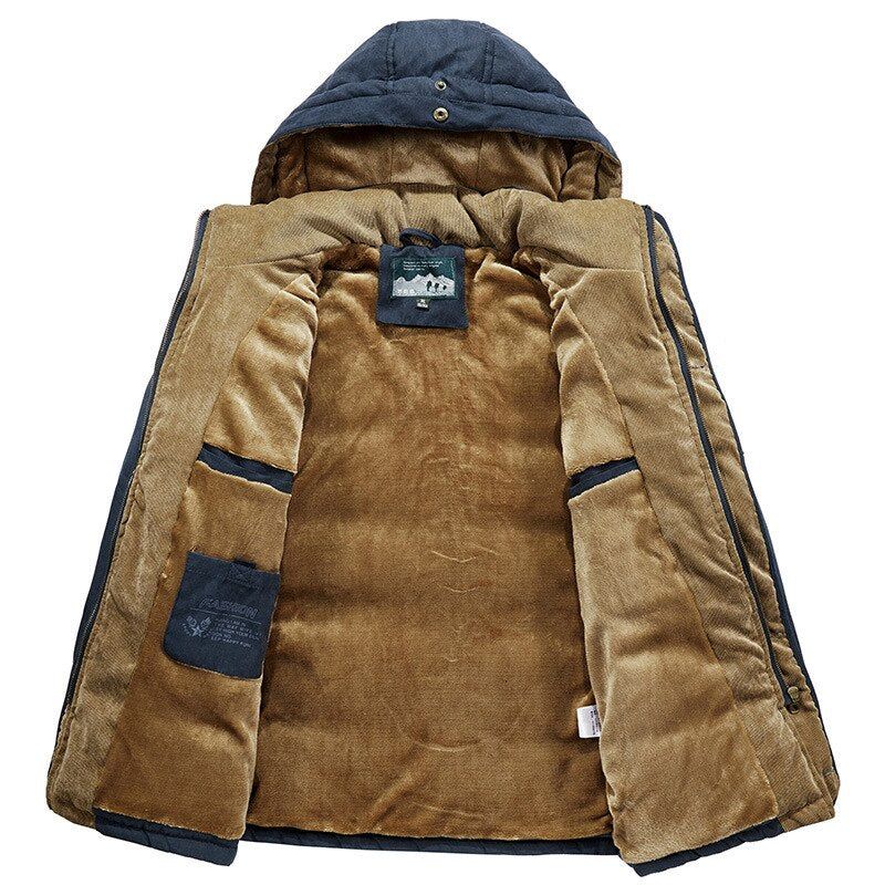 Heren Winter Dikke Warme Militaire Jassen Parka's Casual Slanke Multi-pocket Katoenen Gewatteerde Met Capuchon Fleece - Legergroen