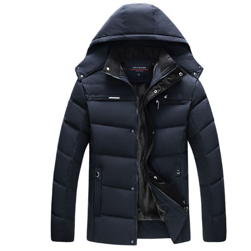 Herenparka Dikke Winterjas Warme Capuchon Windpoof Uitloper Herenkleding - Zwart