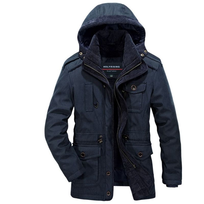 Herenparka's Tweedelige Katoenen Jassen Herenwinterjassen Warme Overjas Ademende Kleding - Blauw