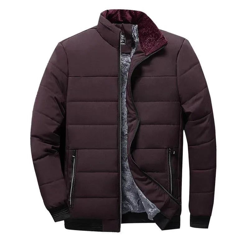 Jas Heren Dikke Fleece Parka's Rits Warm Uitloper Slanke Casual Jassen Winter Windjack Herenkleding - Zwart