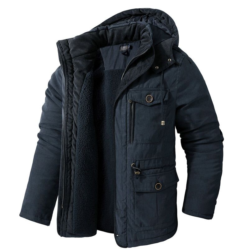 Mannen Dikke Warme Winterparka's Casual Fleece Gewatteerde Jassen Windjack Met Capuchon Amerikaanse Maat Militaire Leger Cargokleding - Legergroen