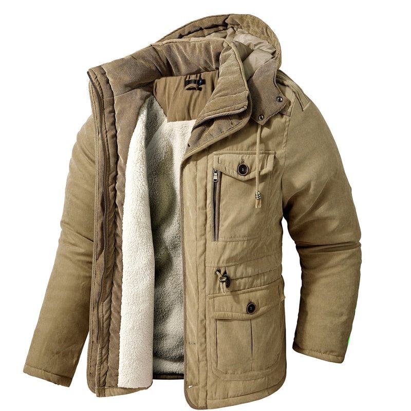 Mannen Dikke Warme Winterparka's Casual Fleece Gewatteerde Jassen Windjack Met Capuchon Amerikaanse Maat Militaire Leger Cargokleding - Legergroen