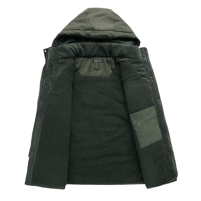 Mannen Dikke Warme Winterparka's Casual Fleece Gewatteerde Jassen Windjack Met Capuchon Amerikaanse Maat Militaire Leger Cargokleding - Legergroen