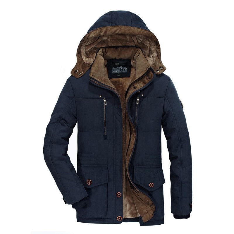 Militaire Jassen Heren Winterfleeceparka's Casual Slanke Katoenen Gewatteerde Jas Met Meerdere Zakken En Capuchon Windjackjassen - Koffie