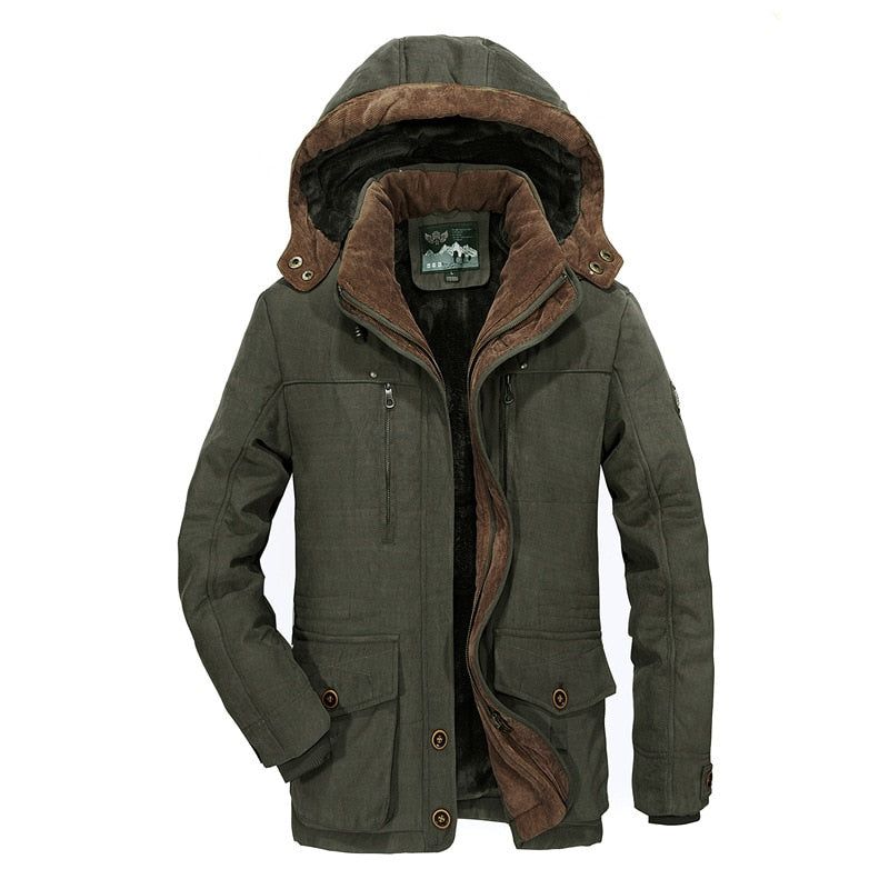 Militaire Jassen Heren Winterfleeceparka's Casual Slanke Katoenen Gewatteerde Jas Met Meerdere Zakken En Capuchon Windjackjassen - Koffie