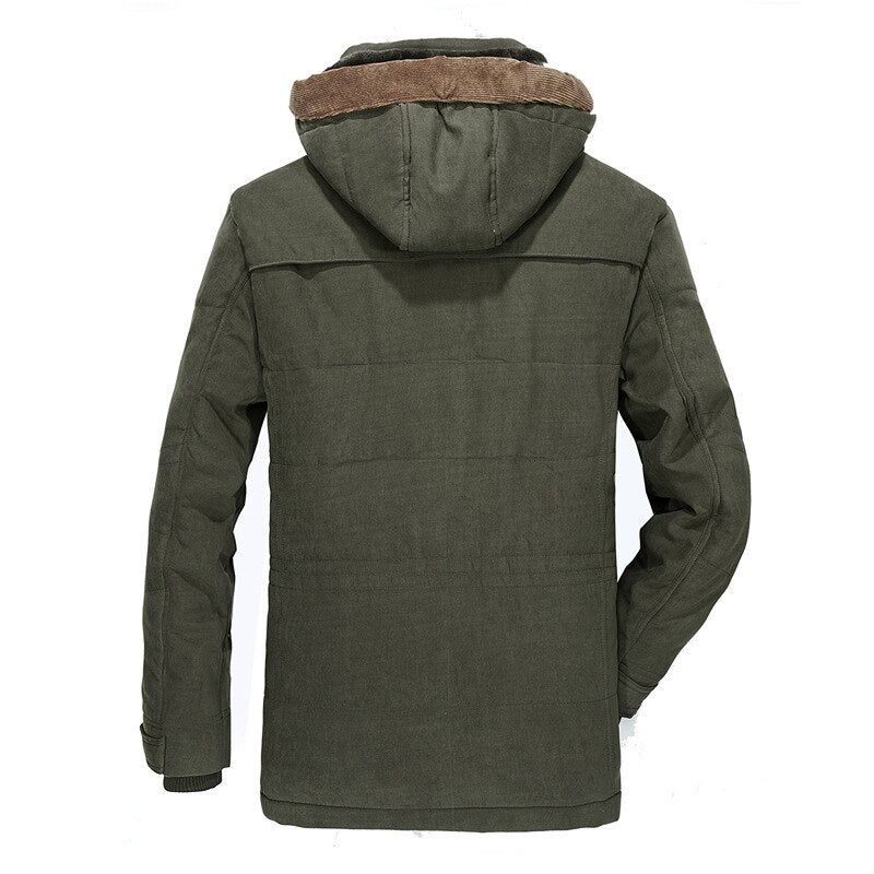 Militaire Jassen Heren Winterfleeceparka's Casual Slanke Katoenen Gewatteerde Jas Met Meerdere Zakken En Capuchon Windjackjassen - Koffie