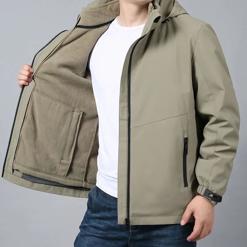 Parka's Klimkleding Motorjas Heren Korte Herenjas Jassen Herenkleding Winterwerkkleding Bovenkleding Met Capuchon - Zwart